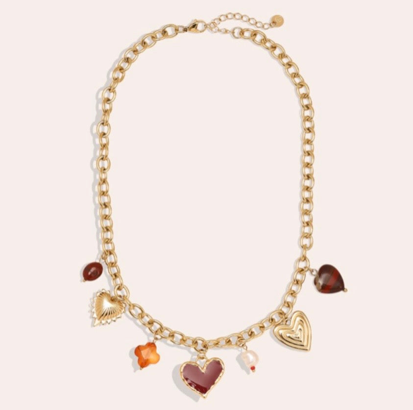 Red Heart And Charms necklace