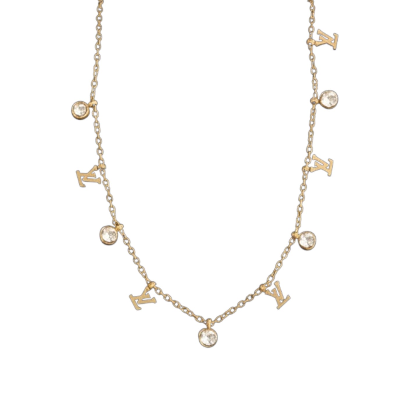 Crystal Letter Charm Necklace – Dainty Gold Chain