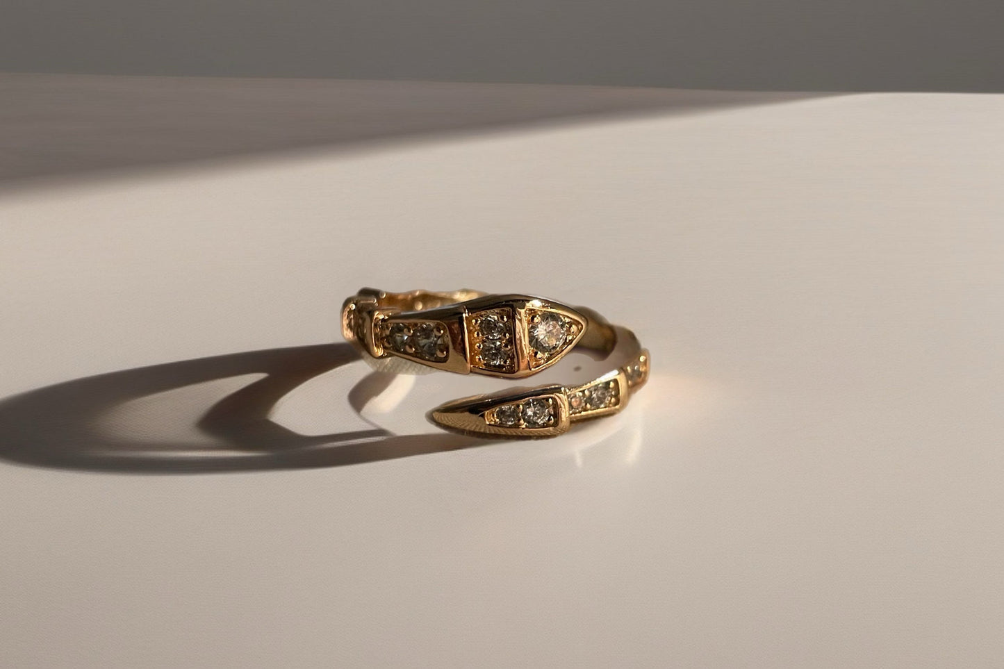 Crystal Nail Statement Ring – Luxury Gold Adjustable Ring