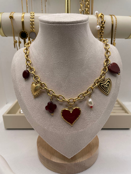 Red Heart And Charms necklace