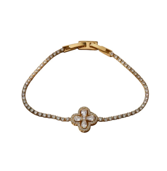 Crystal Bloom Tennis Bracelet – Gold