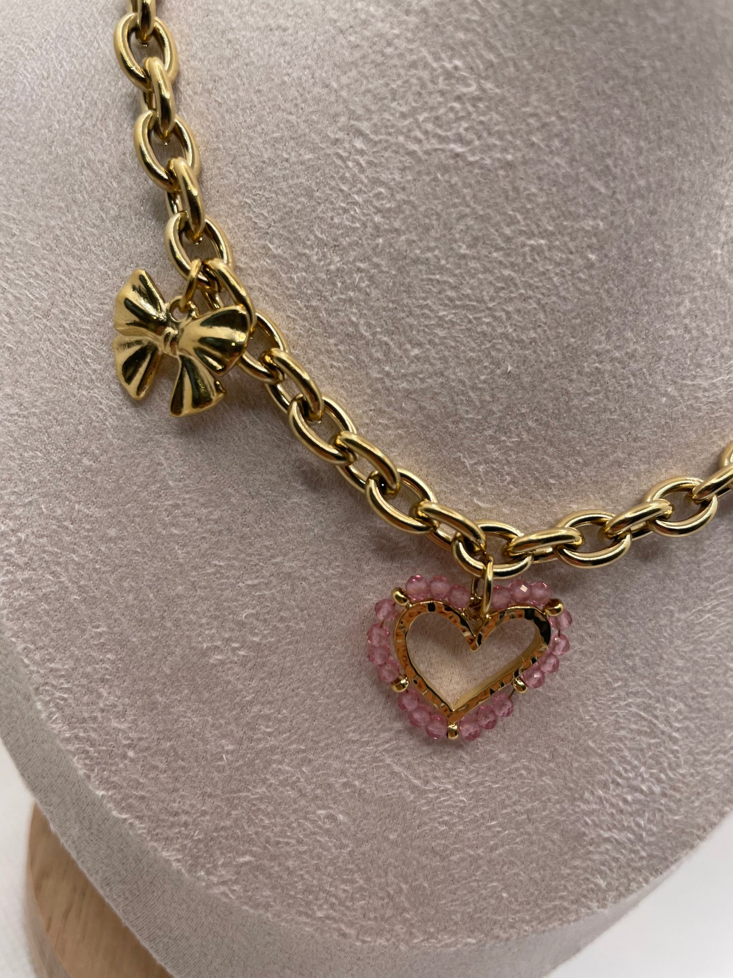 Pink Heart And Charms necklace