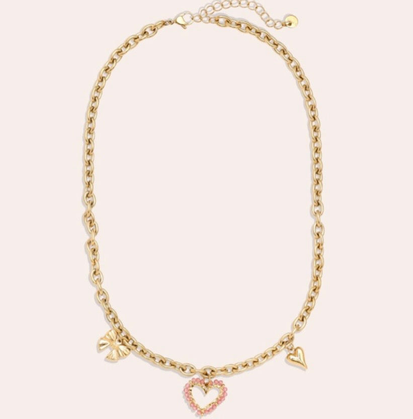 Pink Heart And Charms necklace