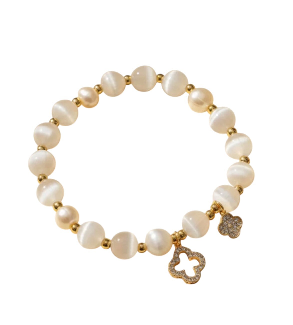 Luna Clover Pearl Beaded Bracelet